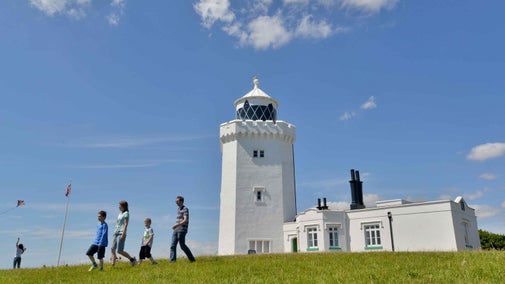 Visitors at the South Foreland Lighthouse, Kent, on a sunny day in August